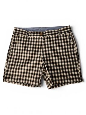 Talbots The Weekend Chino Shorts 8P Black White Gingham Flat Front